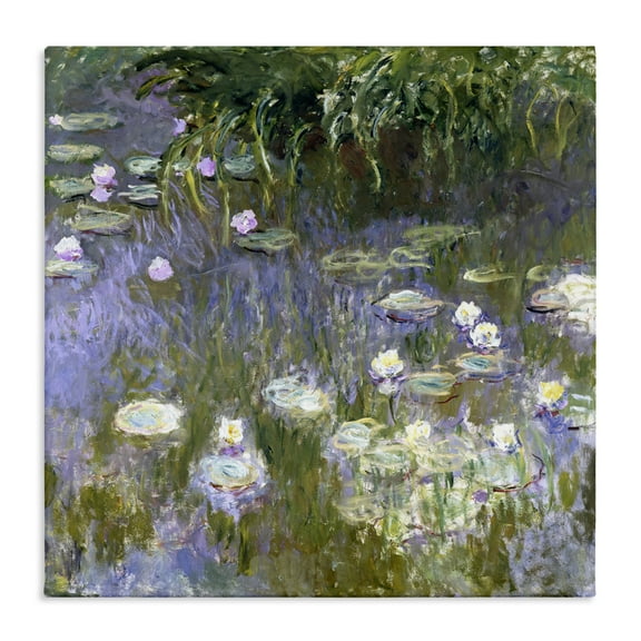 Stupell Industries Classic Monet White Water Lilies Landscape & Nature Painting Wrapped Canvas Art Print Wall Art, 17 x 17