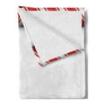 thumbnail image 2 of Candy Cane Soft Flannel Fleece Throw Blanket, Horizontal Borders Frame with Red and White Sweetie Pattern in Abstract Style, Cozy Plush for Indoor and Outdoor Use, 50" x 60", Red White, by Ambesonne, 2 of 5