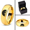thumbnail image 4 of Tungsten Night Skyline Outdoor Camping Band Ring 7mm Men Women Comfort Fit 18k Yellow Gold Dome Polished, 4 of 4