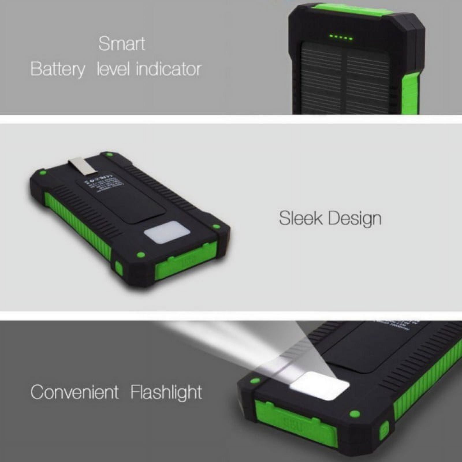 8000mAh Dual-USB Waterproof Solar Power Bank Portable LED LCD Battery Charger, Inputs Huge Capacity Phone Charger for Smartphones