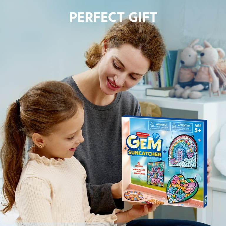 Joyfy Window Art Making Kits for Kids 4 Designs with Gem Painting