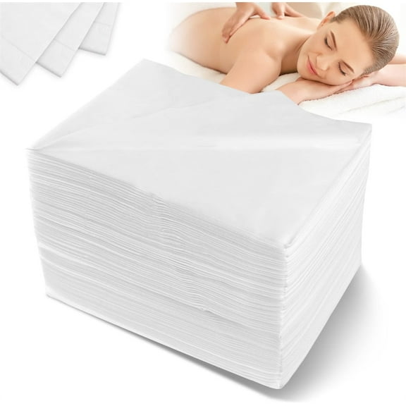 Disposable Massage Table Sheets,Non-Woven Bed Sheets,Waterproof and Oil-resistant Bed Cover,Breathable Care Bed Sheets,for Beauty Salon SPA Massage Parlor Tattoo Parlor (20PCS White)