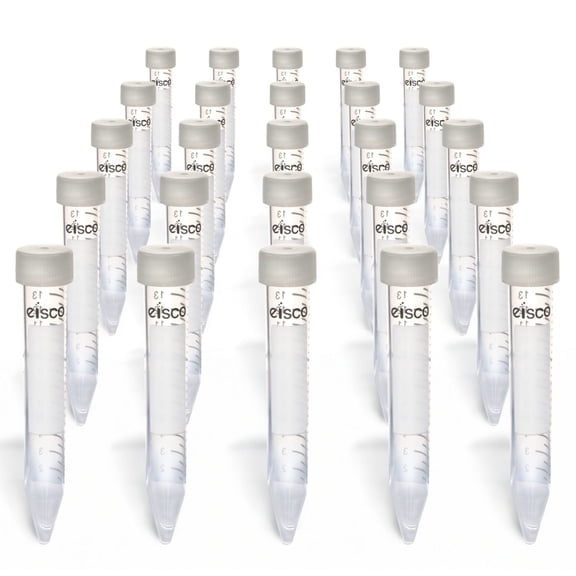 Eisco - Pack of 25, 15mL Sterile Centrifuge Tubes, Polypropylene, Flat Cap, Lab-Grade, Heavy Metal-Free