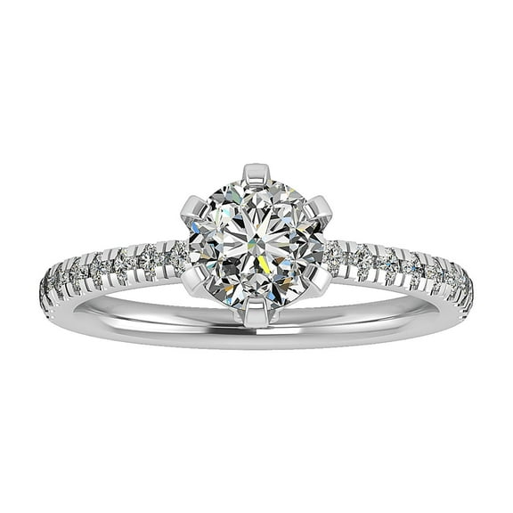 Veda Jewel 1.58 Ct Round Cut Lab-Created Diamond Engagement Ring - 14K White Gold Plated Ring - Elegant Solitaire with Accents Ring - Fashionable Jewelry Gift for Her - Everyday Diamond Ring