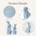 thumbnail image 5 of Easter Bunny Figurines Set of 2 (Large & Small) — Blue Resin Rabbit Statues with Rattan Effect, Spring Farmhouse Home Decor Centerpiece for Table, Indoor Easter Decorations, 5 of 7