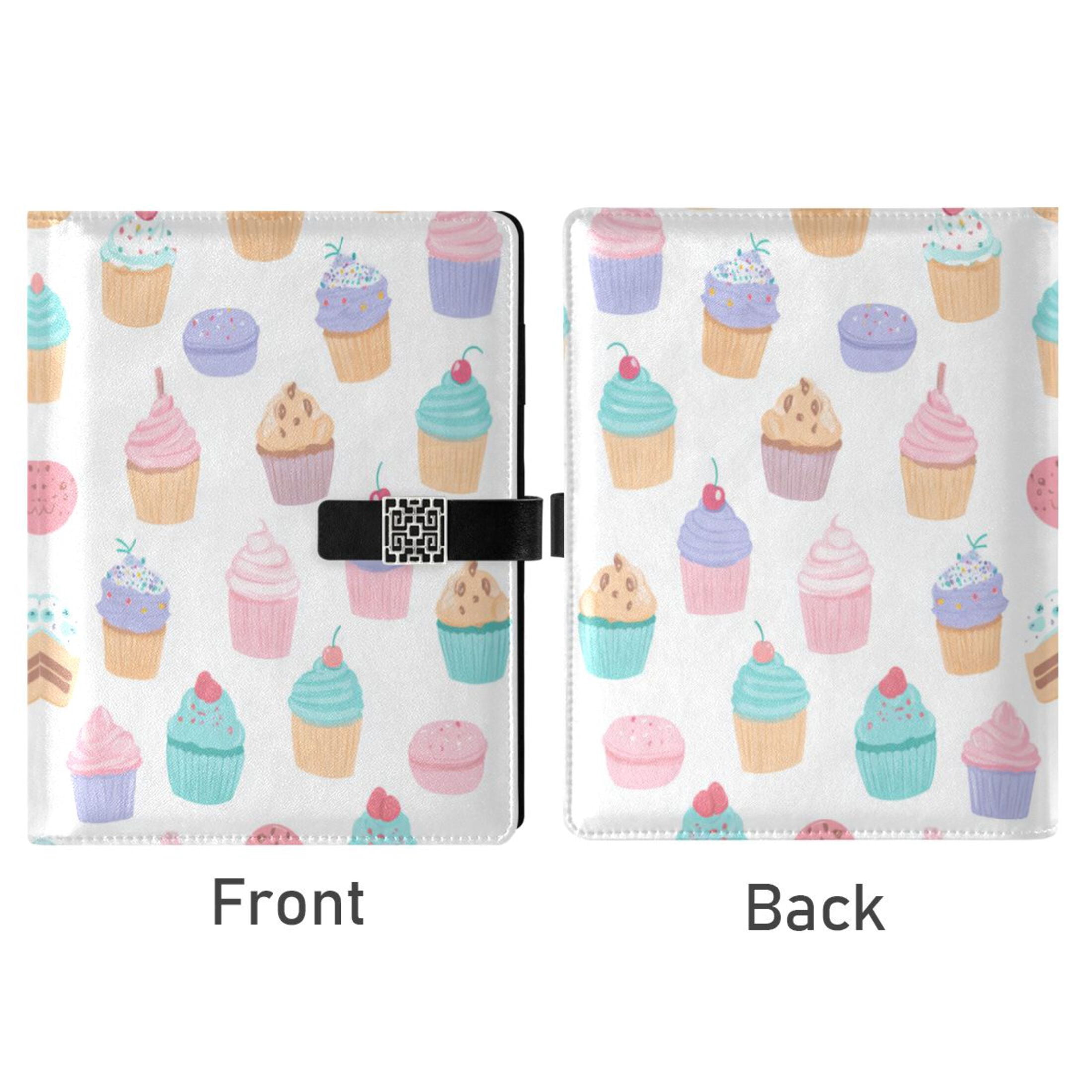 Leather Planner Leather Notebook Notebook Journal Binder Design Pen Pocket Design Convenient for Storage Cupcake Pattern Pastel