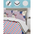 thumbnail image 3 of Twin XL Quilt Bedding Set, Independence Day Reversible Summer Quilt 3 Pieces, White Blue Flowers Farm Stripes Retro Rustic Lightweight Bedspreads Coverlets with 2 Pillow Shams for All Seasons, 3 of 5
