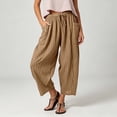 thumbnail image 2 of QIYAGBSA Women's Striped Pants Relaxed Wide Leg Drawstring Waist Summer Casual (Gold, 3XL), 2 of 5