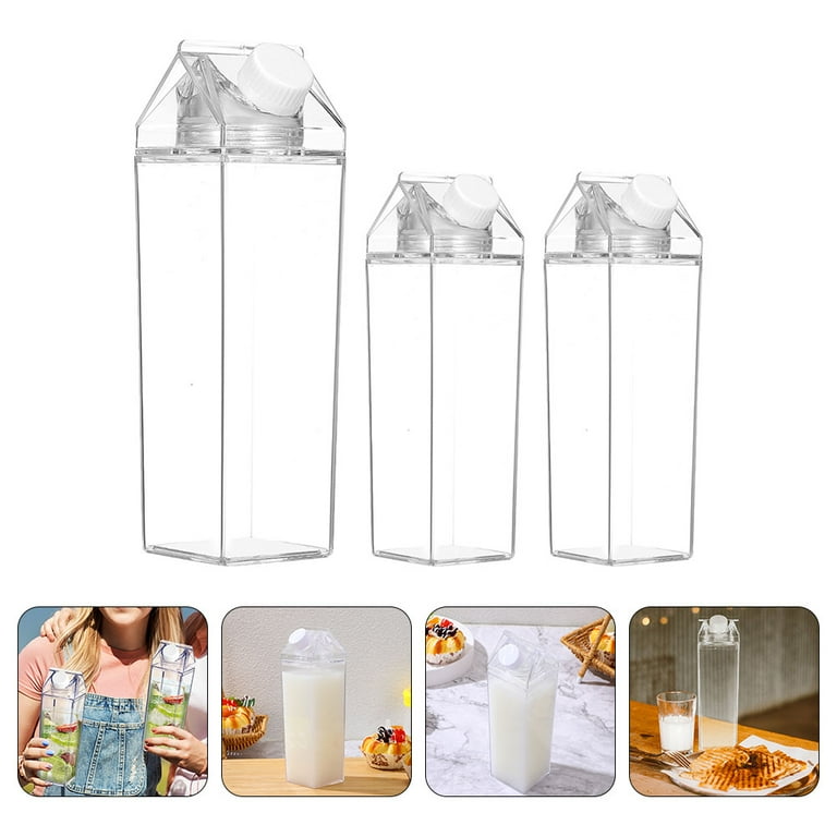 3pcs Clear Portable Empty Milk Bottles Fridge Milk Container 500ml