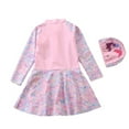 thumbnail image 4 of LYMAYTER 3-10Y Kids Toddler Girls One Piece Swimsuit Long Sleeve Dress Beachwear UPF 50+ Sun Protection Bathing Suit Rash Guard Swimwear with Hat, 4 of 9