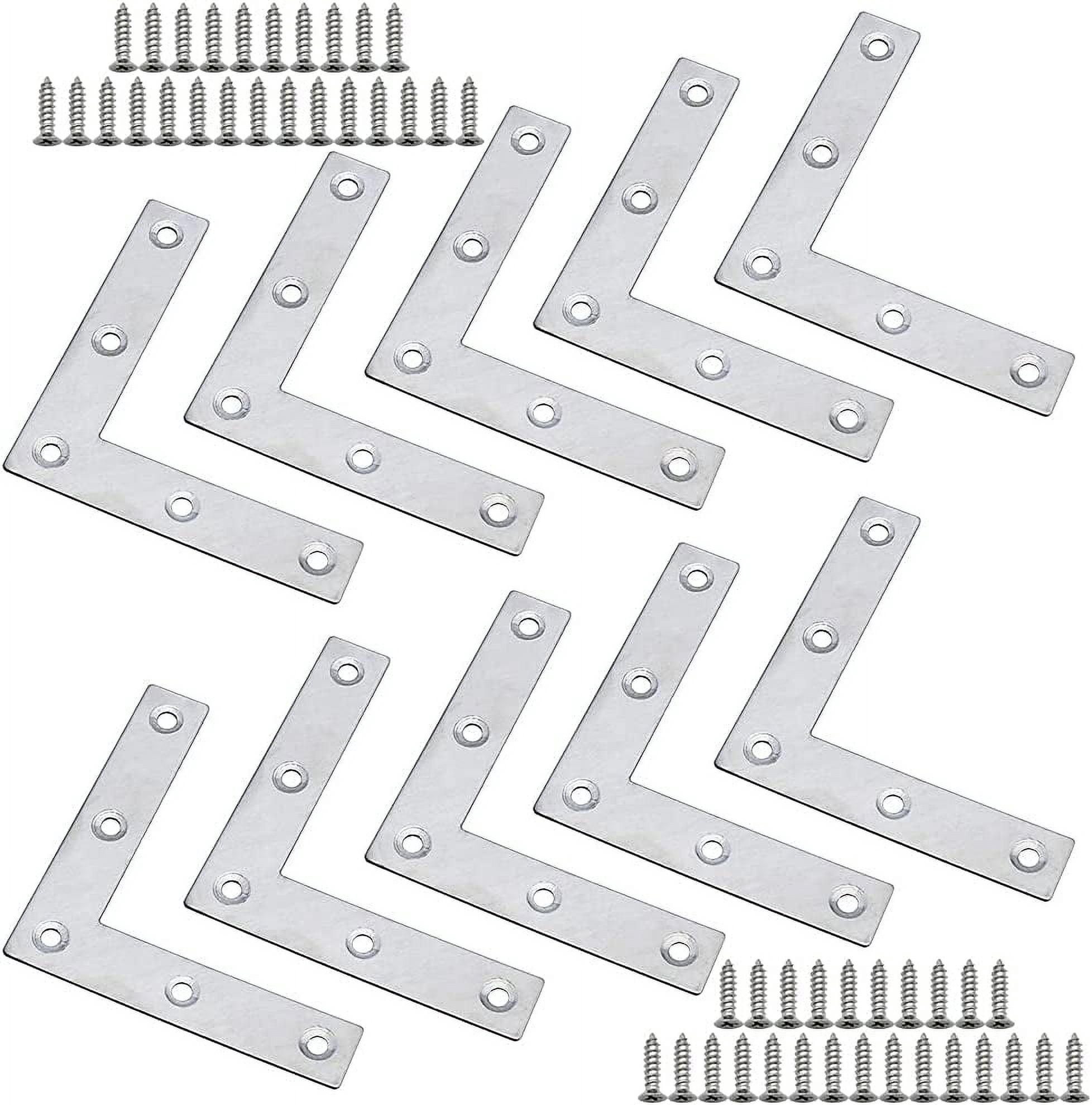 Paquete De 12 Soportes En L Planos De Acero Inoxidable - 80x80 Mm, Grosor 1 Mm, Para Reforzar Esquinas De Muebles, Color Negro