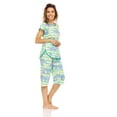 thumbnail image 3 of Lati Fashion Women Capri and Short Sleeve Top 2-Piece Female Pajamas Set Green M, 3 of 4