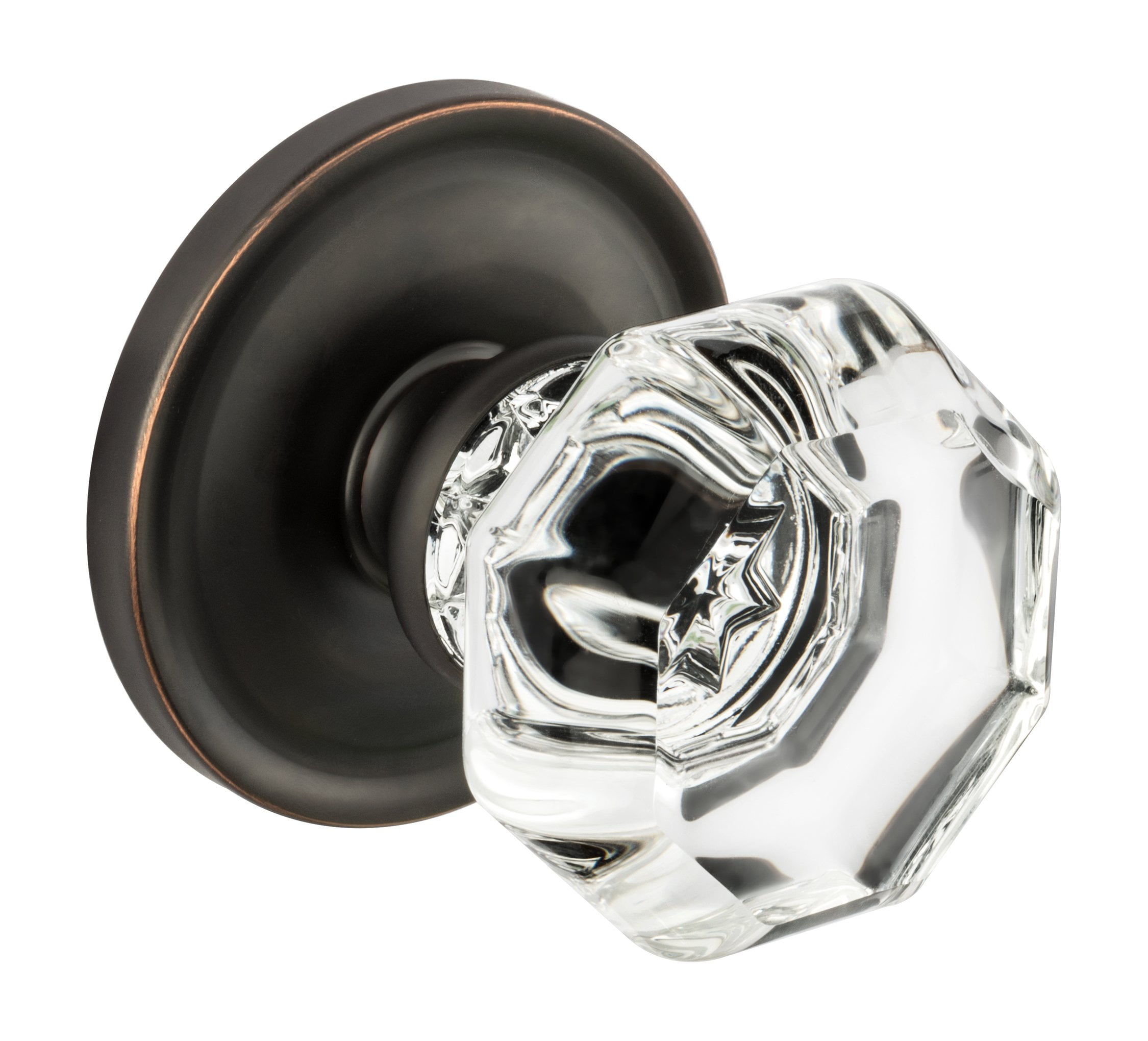Dynasty Hardware 1830-PASS-10B Classic Rosette- Crystal Style Door Knob- Passage Function- Hall & Closet- Oil Rubbed Bronze