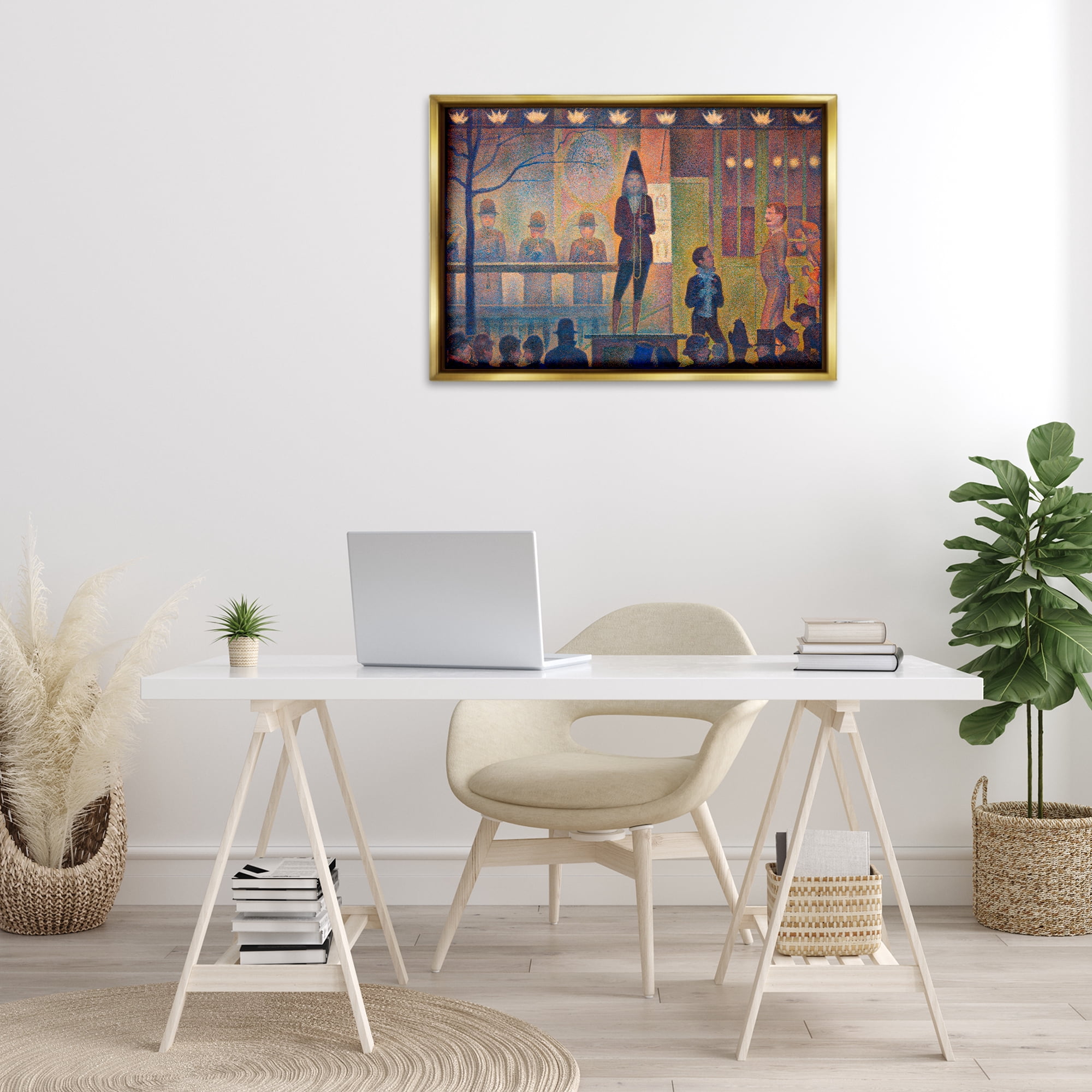 Stupell Industries Classic Circus Sideshow People Painting Gold Floater Framed Canvas Art Print Wall Art, 31 x 21