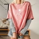 thumbnail image 2 of Blusa de manga larga de dos pines falsos con empalme a rayas y cuello redondo para mujer Pompotops gfhjh19678, 2 of 6