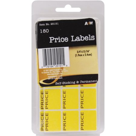 Labels-Price .75`X.9375` 180/Pkg Multi-Colored