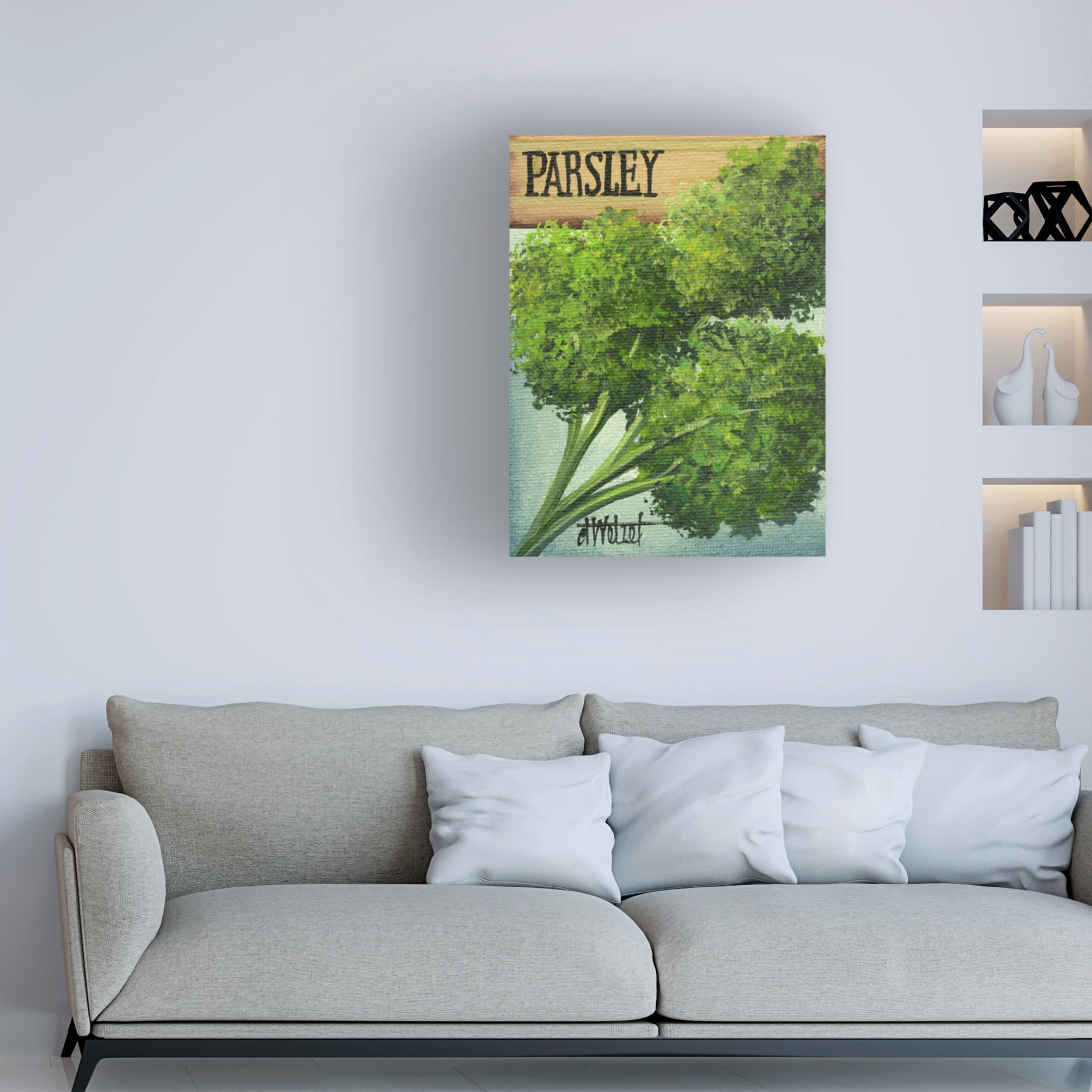 Canvas Wall Art - Debbi Wetzel 'Seed Packets 30 - Parsley' Wall Art for Living Room, Bedroom, or Office Décor by Trademark Fine Art - 14 x 19 Inches