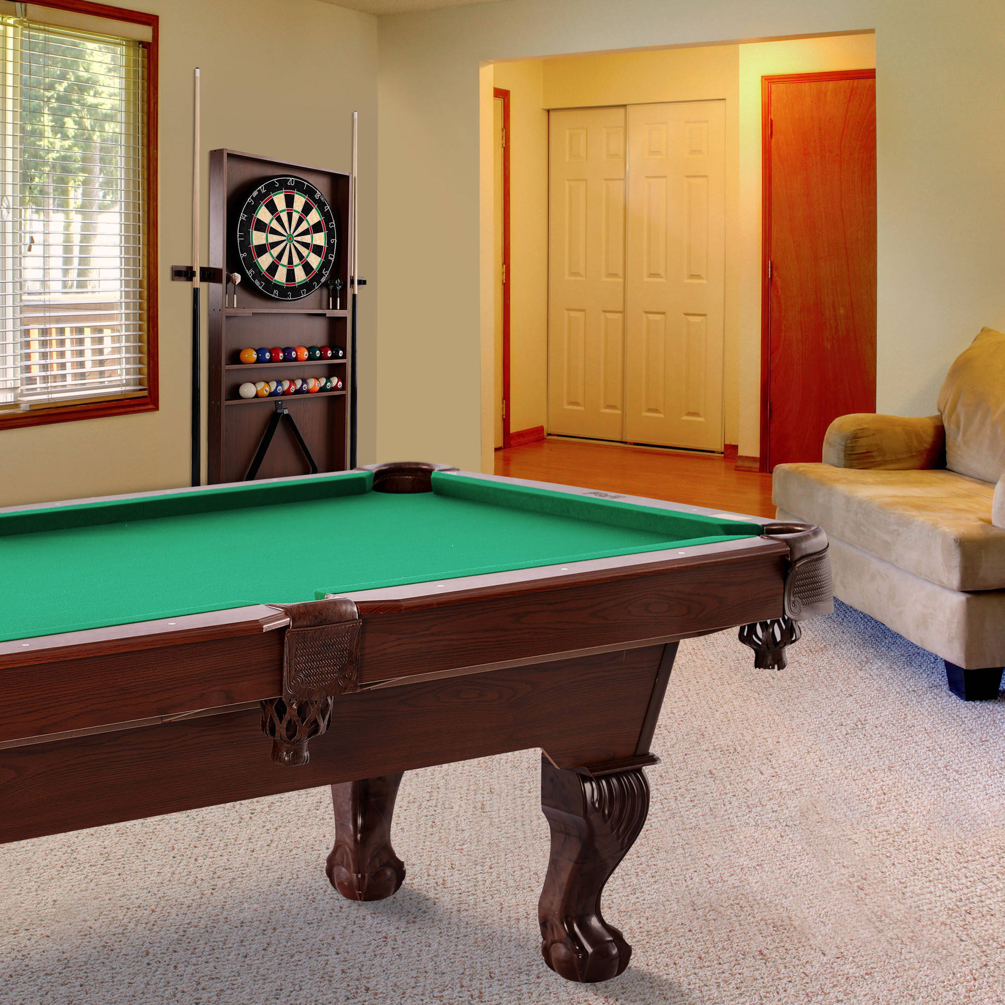 Barrington 90" Ball Claw Leg Billiard Pool Table Bonus Cue Rack n