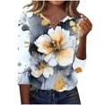 thumbnail image 4 of Blusas para las Mujeres Casual Impreso 3/4 Mangas Cuello en V Botón de Ocio Top Blusa Tops para las Mujeres, 4 of 6