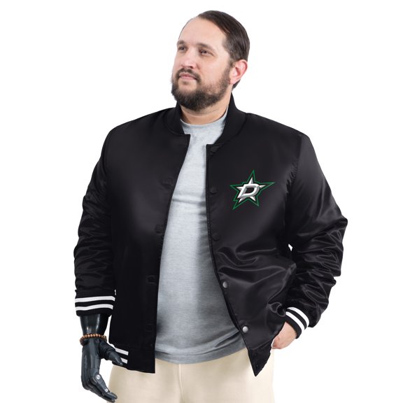 Men's G-III Sports by Carl Banks Black Dallas Stars Adaptive Bold Logo Satin Full-Snap Varsity Jacket