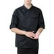 thumbnail image 1 of Chaqueta de chef de manga 3/4 para hombre y mujer, ropa de trabajo para cocina Negro, 1 of 9