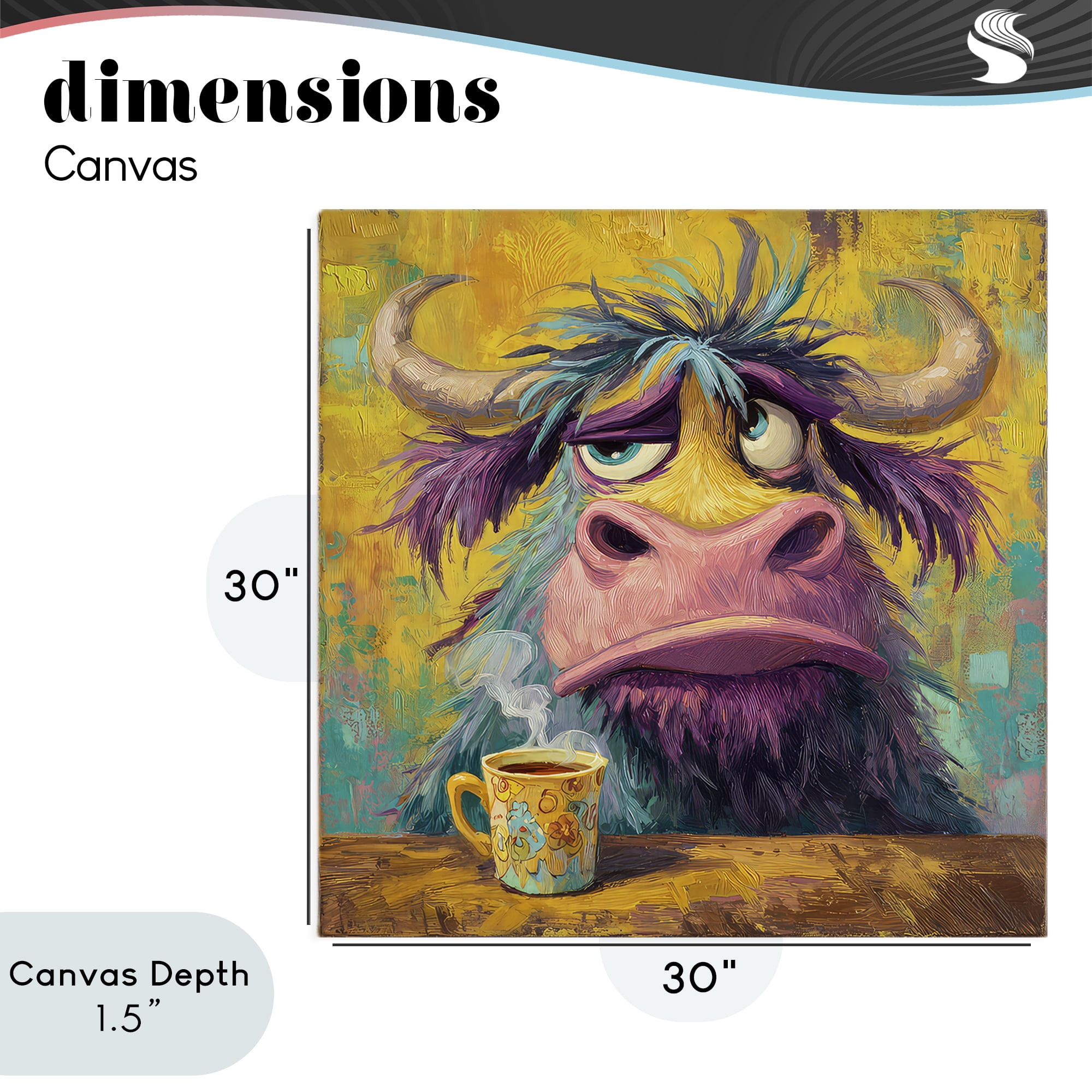 Stupell Industries Grumpy Cow & Mug Canvas Wall Art, design by The Wands Want