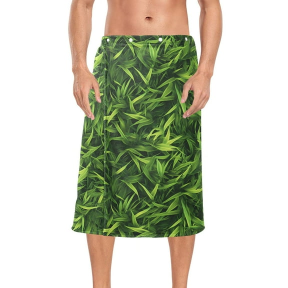 Mens Shower Wrap Adjustable Bath Wrap Towel Body Towels for Gym Shower Sauna Spa Grass 60x28