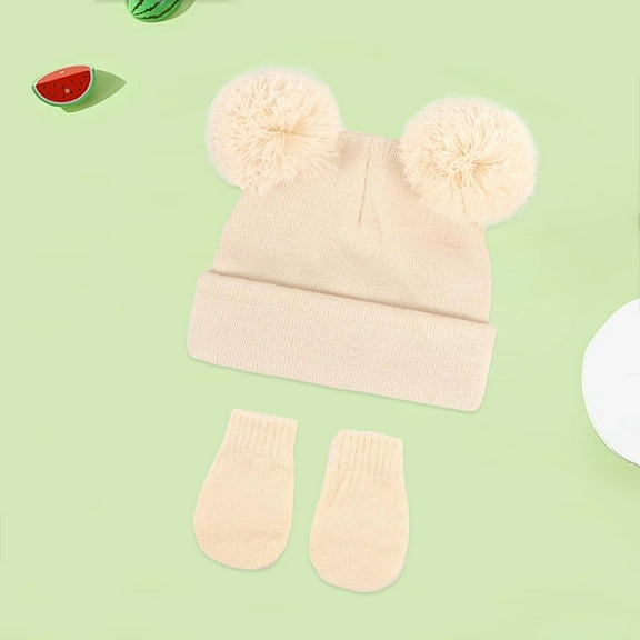 Tittly Winter Hats Beanie Baby Hats Knitted Toddler Winter Double Pompom Hat Skull Caps Hats for Women Bronze One Size