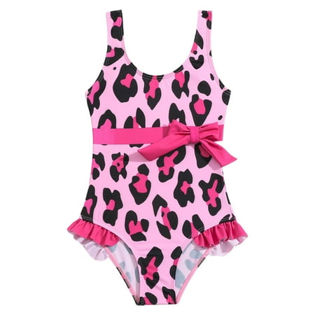Blphud Swimsuits for Women Swim Suits for Women 2024 Womens Swimsuits Sexy Bikini Children s Swimwear New Swimsuit Leopard Print Bow Ruffle Baby Swimsuit Vintage Woman Bikini Hot Pink 120