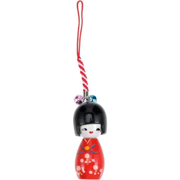 5cm Wooden Kokeshi Doll Keychain for Backpack, Car Keys, or Purse Charm - Cute Japanese Style Accessory