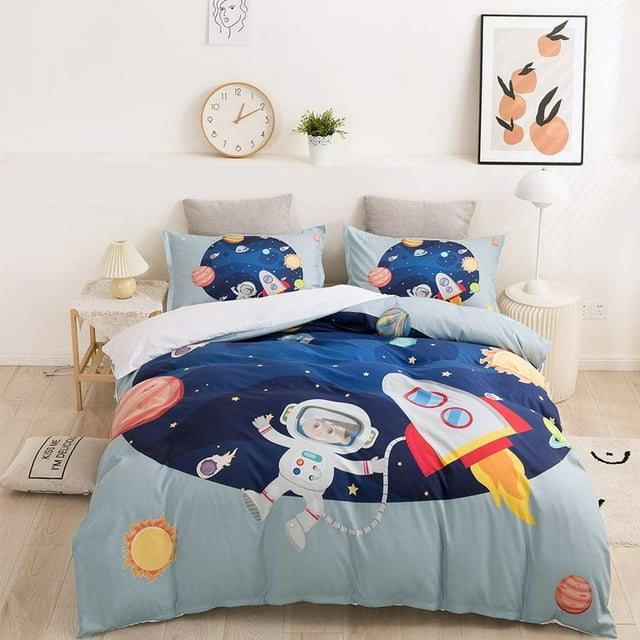 3D Space Astronaut Rocket Quilt Cover Set Bedding Set Duvet Cover Pillowcases