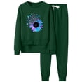 thumbnail image 1 of Gibobby Set Pants y Sudadera Mujer Trajes informales con estampado de girasoles, cuello redondo, manga larga y pantalones largos para mujer, para las temporad(Verde,XL), 1 of 4