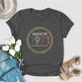 thumbnail image 1 of CHGBMOK Hauts d'Été Grande Taille pour Femmes Mode Ample Imprimé Lettre Col Rond Manches Courtes Blouse Haut Plage d'Été en Liquidation, 1 of 3