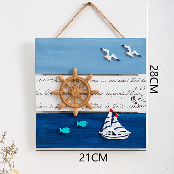 Godderr Rural Vintage Decoration Sign Ocean Style Creative Helmsman Anchor Decoration Sign Wall Decoration Hanging Wall Decoration