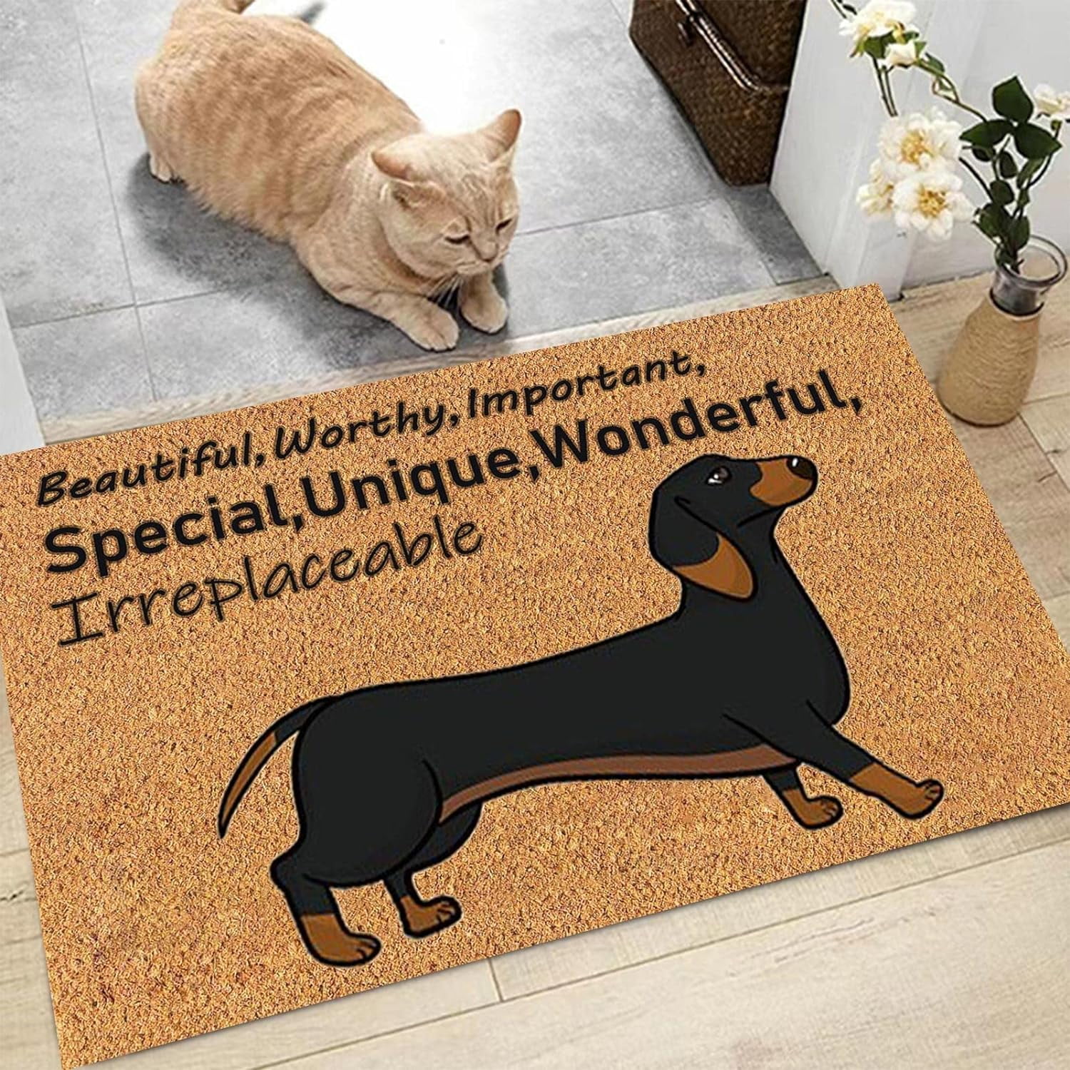 Coir Mat Door Mat Outdoor Mat for Entryway Outside Yard Home Decoration Door Mat - Novelty Designs Welcome Doormats Dachshund Coco Coir Outdoor Mat Natural Coir Doormat with Non-Slip Backing Sale