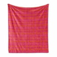 thumbnail image 1 of Abstract Soft Flannel Fleece Blanket, Plaid Pattern Inspired Hand Drawn Vertical and Horizontal Stripes, Cozy Plush for Indoor and Outdoor Use, 50" x 60", Hot Pink and Burnt Orange, by Ambesonne, 1 of 6