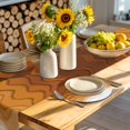 thumbnail image 4 of Orange Ombre Stripes Round 15 Inch Placemats Set of 8, Farmhouse Retro Abstract Waves Art HeatResistant Non Slip Place Mats for Dining Table, Wipeable Braided Kitchen Table Mats for Housewarming, 4 of 9