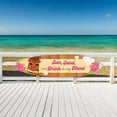 thumbnail image 2 of Outdoor Tropical Surfboard and Tiki Bar Sign, Sun Sand Drink in Hand Surfboard, Weather Resistant PVC, Coastal Home Decor, 5 Foot, 2 of 11