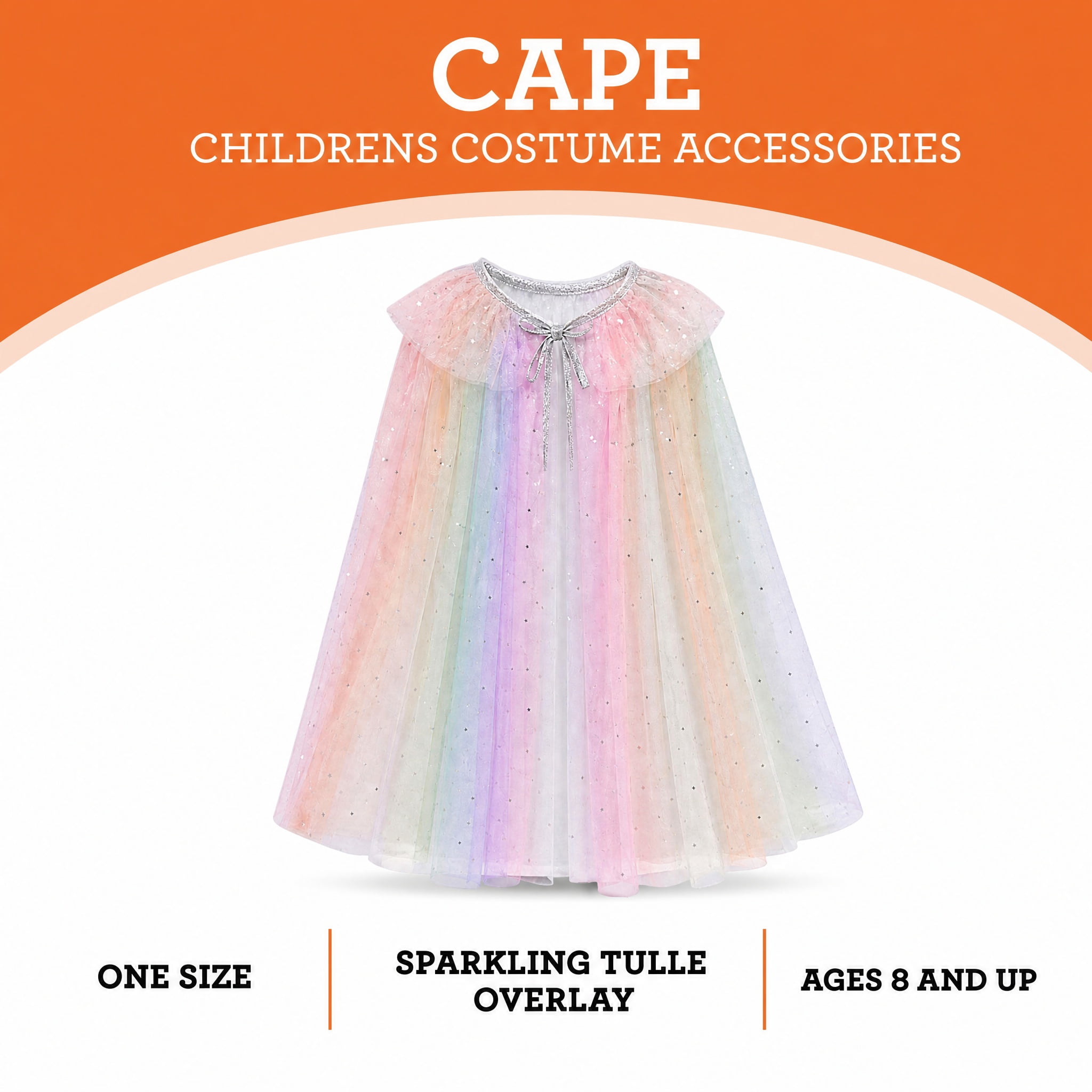 Rainbow Cape Costume Accessory for Children, Multicolor, One Size, Halloween by Way To Celebrate