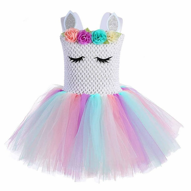 Vestido Para Niñas, Ropa Para Niñas, Primavera Otoño, Vestido Floral De Malla De Colores Para Niños Pequeños Con Perchas, Vestido De Princesa Azul Claro Odeerbi LM103-7443