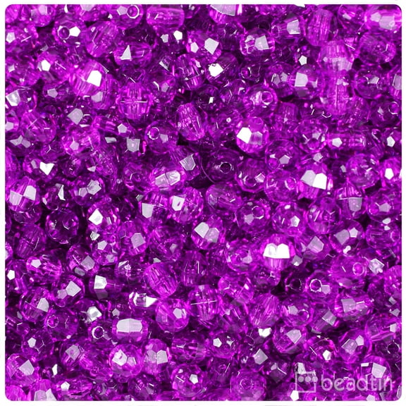 BeadTin Lilac Transparent 6mm Faceted Round Craft Beads (600pcs)