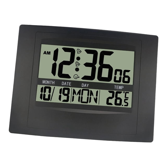 Reloj despertador digital, pantalla , moderno, fácil instalación, silencioso, reloj de pared digital para el hogar, sala de estar, oficina, mesa, Negro