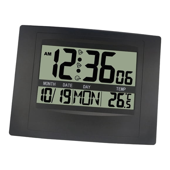 Reloj despertador digital, pantalla , moderno, fácil instalación, silencioso, reloj de pared digital para el hogar, sala de estar, oficina, mesa, Negro