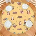 thumbnail image 2 of Polyester waterproof sloth design 52 inch round tablecloth with elastic edge for picnic table, 2 of 7