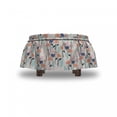 thumbnail image 4 of Floral Ottoman Cover, Paintbrush Drawn Flowers, 2 Piece Slipcover Set with Ruffle Skirt for Square Round Cube Footstool Decorative Home Accent, Standard Size, Pale Eggshell Peach, by Ambesonne, 4 of 5
