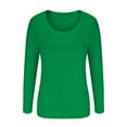 thumbnail image 4 of Homenesgenics Base Layers for Women Fleece Womens Long Sleeve Scoop Neck Ribbed Knit Fitted Casual Tops Tee Slim Fit Basic Shirts Green XL, 4 of 5