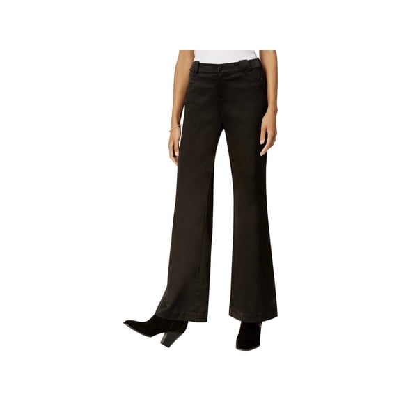 INC x Anna Sui Women's Satin Wide-Leg Pants (4, Deep Black)