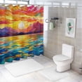 thumbnail image 7 of Orinice Sunset Mountains Water Bathroom Decor Set with Hooks, Colorful Luxurious Graphic Print Polyester Fabric Fashion Shower Curtain Set, 100% Polyester, Washable 60x72, 7 of 7