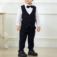 thumbnail image 2 of LIJCC Toddler Boy Formal Suit Clothes Gentleman Wedding Dress Outfit Long Sleeve Dress Shirt Waistcoat Suspender Pants 3 Pcs Set(Black,3-4 Years), 2 of 9