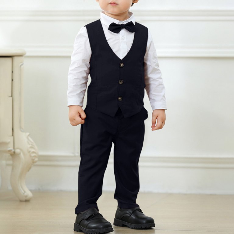 18 month black dress pants LIJCC Toddler Boy Formal Suit Clothes Gentleman Wedding Outfit Long Sleeve Dress Shirt Waistcoat Suspender 3 Pcs Set(Black,12-18 Months) Size:RR | US: (18W-24W) | EN: 44-50 | FR: 46-52